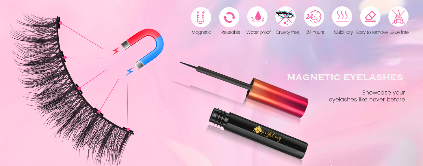 Uzyskaj idealny efekt glam dzięki magnetycznemu zestawowi rzęs Pingdu Sparkling Eyelash® 3D